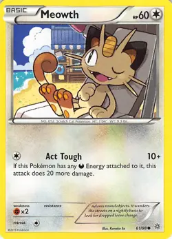Meowth 61/98 Common Ancient Origins Pokemon Lightly Played - Image 1