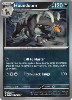 Houndoom (Poke Ball Pattern) 063/131 Holo Common Prismatic Evolutions Pokemon NM - Image 1