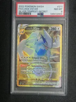 Pokemon Lugia VSTAR Secret Rare Holo 211/195 Silver Tempest PSA 8 English TCG - Image 1