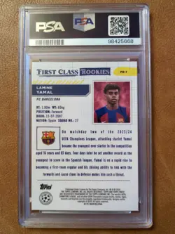 Lamine Yamal First Class Rookies PSA 9 (RC) 2023-24 Topps Finest UCC Barcelona - Image 2