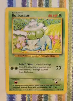 Bulbasaur 44/102 Base Set Pokemon Card HP WOTC - Image 1