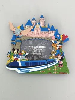 Disneyland Rubber Magnet Photo Frame Gift Card Holder Castle Monorail Mickey - Image 1