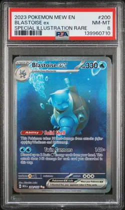 2023 POKEMON MEW EN-151 SPECIAL ILLUSTRATION RARE #200 BLASTOISE EX PSA 8 - Image 1