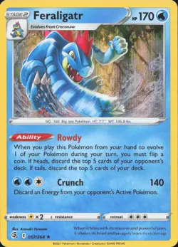Feraligatr 057/264 Holo Rare Fusion Strike Pokemon Lightly Played - Image 1