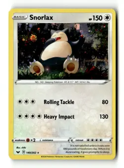 Snorlax 140/202 Rare Sword & Shield Cosmo Holo Pokemon Near Mint - Image 1