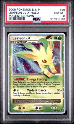 Pokemon TCG Leafeon LV.X 99 Holo Rare Card Majestic Dawn Psa 8 - Image 1