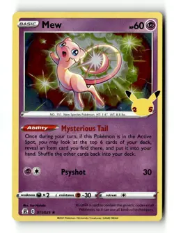 Mew 011/025 Holo Rare Celebrations Pokemon Near Mint - Image 1