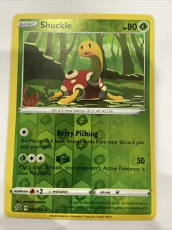 Pokemon TCG Shuckle Rebel Clash 005/192 Reverse Holo Uncommon - Image 1