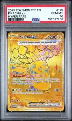 Pokemon Pikachu ex 179/131 Sv: Prismatic Evolutions Hyper Rare Holo PSA 10 - Image 1