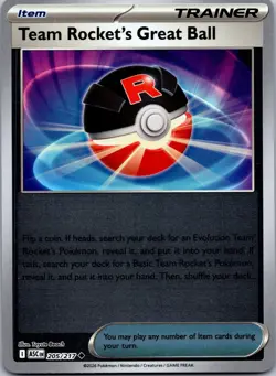 Team Rocket's Great Ball 205/217 Ascended Heroes Pokemon Reverse Holo NM - Image 1