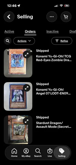 Konami Yu-Gi-Oh! 3-Card Lot: Red-Eyes Zombie, Angel 07, Stardust Foil - Image 1