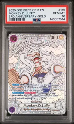 2025 ONE PIECE OP11-A FIST OF DIVINE SPEED #119 MONKEY D. LUFFY PSA 10 - Image 1