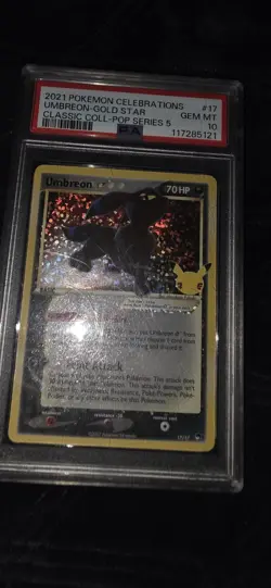 PSA 10 2021 POKEMON CELEBRATIONS COLLECTION #17 UMBREON-GOLD STAR - Image 1