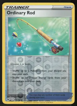 Ordinary Rod 171/202 Uncommon Sword & Shield Pokemon Reverse Holo Lightly Played - Image 1