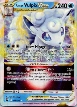 Alolan Vulpix VSTAR Ultra Rare SWSH12: Silver Tempest 034/195 NM - Image 1
