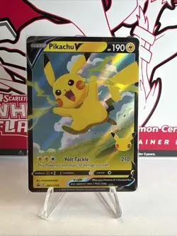 Pikachu V Holo Rare Promo SWSH143 NM Celebrations Pokemon TCG Card Sword Shield - Image 1