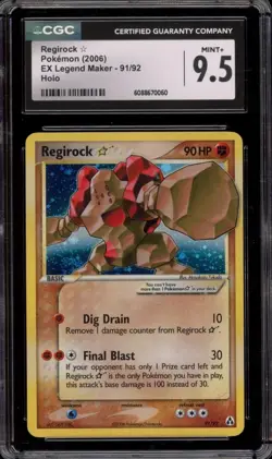 2006 POKEMON EX LEGEND MAKER GOLD STAR #91 REGIROCK-HOLO CGC 9.5 Swirl - Image 1