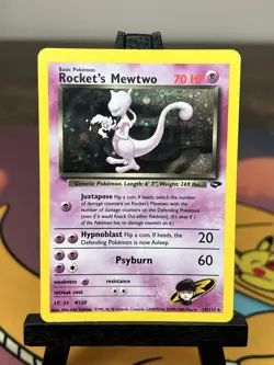 Pokemon TCG Rocket's Mewtwo Holo Rare Gym Challenge 14/132 WOTC Vintage MP - Image 1