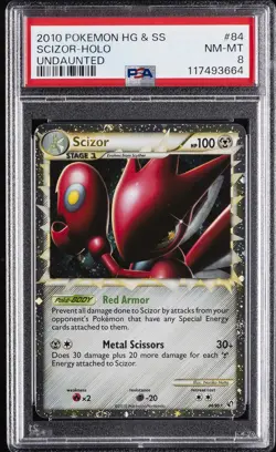 2010 POKEMON HEARTGOLD & SOULSILVER UNDAUNTED #84 SCIZOR-HOLO PSA 8 - Image 1