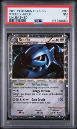 PSA 7 2010 POKEMON HEARTGOLD & SOULSILVER UNLEASHED #87 STEELIX PRIME HOLO - Image 1