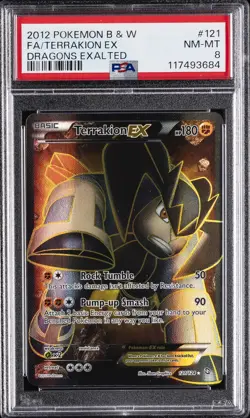 2012 POKEMON B&W DRAGONS EXALTED #121 FULL ART/TERRAKION EX PSA 8 - Image 1