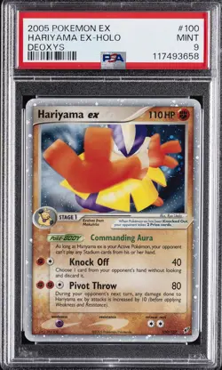 2005 POKEMON EX DEOXYS #100 HARIYAMA EX-HOLO PSA 9 - Image 1