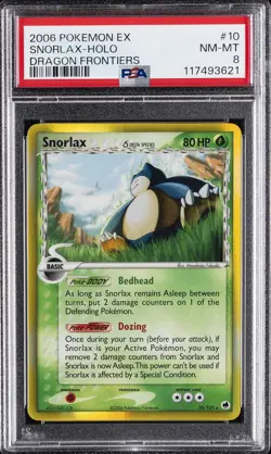 2006 POKEMON EX DRAGON FRONTIERS #10 SNORLAX-HOLO PSA 8 - Image 1