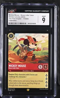 Disney Lorcana Legendary Mickey Mouse Brave Little Tailor 115/204 CGC 9, PSA BGS - Image 1