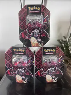 Pokemon TCG Paldean Fates International Tin Shiny Charizard EX, Sealed Lot of 3 - Image 1