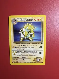 Vintage Pokemon Gym Heroes Lt. Surge’s Jolteon 28/132 Rare Non Holo WOTC 2000 NM - Image 1