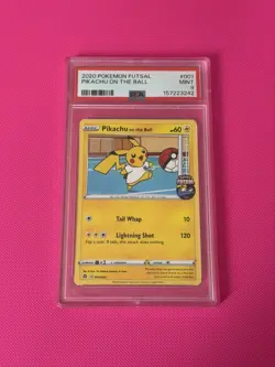 PSA 9 - Pikachu On The Ball 001/005 2020 Futsal Promo Pokemon - Image 1