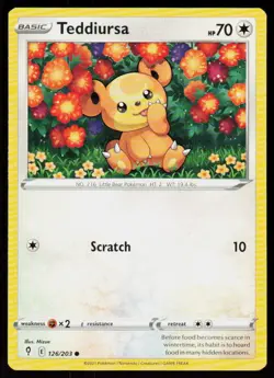 Teddiursa 126/203 Common Evolving Skies Pokemon Near Mint - Image 1
