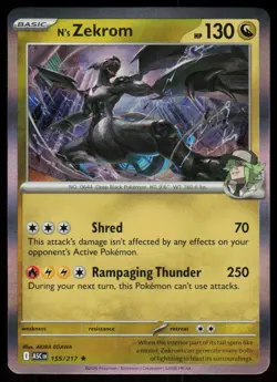 N's Zekrom 155/217 Rare Ascended Heroes Pokemon Holo Near Mint - Image 1