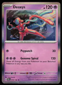 Deoxys 074/182 Rare Paradox Rift Pokemon Holo Near Mint - Image 1