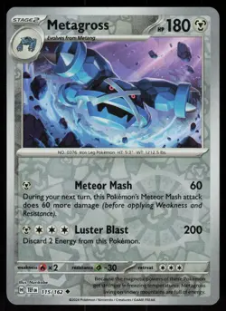 Metagross 115/162 Uncommon Temporal Forces Pokemon Reverse Holo Near Mint - Image 1