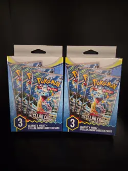 2x Pokemon Scarlet & Violet Stellar Crown 3 Booster Packs Box New - Sealed - Image 1