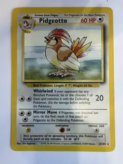 1999 Pokemon Pidgeotto #22/102 Base Set Rare MP - Image 1