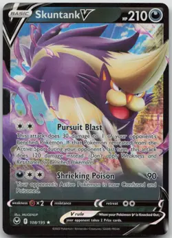 Skuntank V 108/195 Holo V Rare Silver Tempest Pokemon Holo Near Mint - Image 1