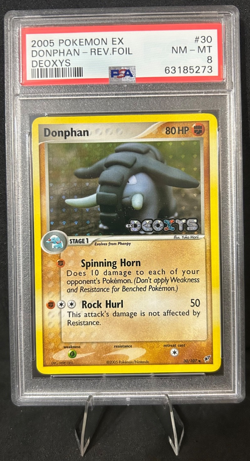 2005 POKEMON EX DEOXYS 30/107 DONPHAN REVERSE FOIL PSA 8 - Image 1