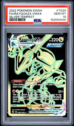2022 POKEMON SWORD & SHIELD SILVER TEMPEST #TG29 FULL ART/RAYQUAZA VMAX PSA 10 - Image 1