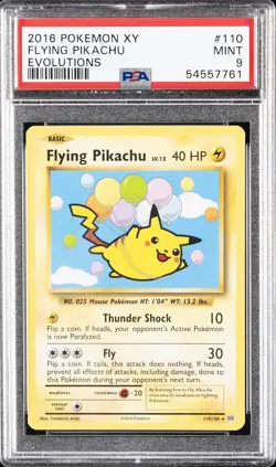 2016 POKEMON XY EVOLUTIONS #110 FLYING PIKACHU PSA 9 - Image 1