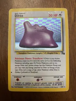 Ditto 3/62 Holo Rare Fossil Set Pokemon Card- DMG (See Description) - Image 1