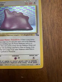 Ditto 3/62 Holo Rare Fossil Set Pokemon Card- DMG (See Description) - Image 5