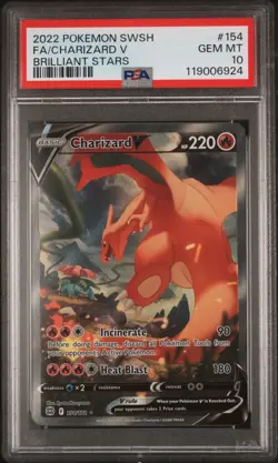 2022 Pokemon Sword & Shield Brilliant Stars Charizard V #154 PSA 10 Gem Mint - Image 1