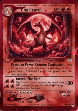 SA-X Enterprise Pokemon TCG Charizard Fan Art Holo Rare 007/010 English 180 HP - Image 1