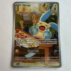 Minun 194/182 Illustration Rare Paradox Rift Pokemon Near Mint - Image 1
