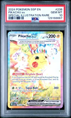 2024 POKEMON SSP EN-SURGING SPARKS SPECIAL ILLUSTRATION RARE PIKACHU EX PSA 10 - Image 1