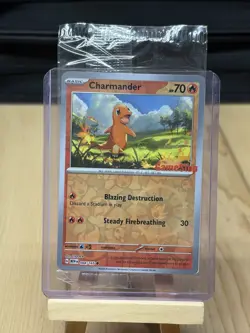 Pokemon Charmander 004/165 GameStop Exclusive Promo Stamp SEALED Reverse Holo - Image 1