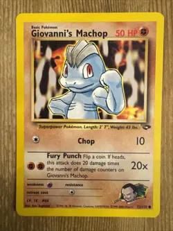 Giovanni's Machop 72/132 Common Pokemon Gym Challenge Unlimited WOTC VLP 2000 - Image 1