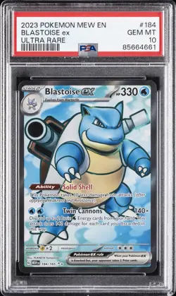 2023 POKEMON MEW EN-151 ULTRA RARE #184 BLASTOISE EX PSA 10 - Image 1